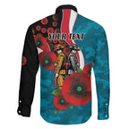 Port Power ANZAC Personalised Family Matching Off Shoulder Short Dress and Hawaiian Shirt Lest We Forget Poppy Camo