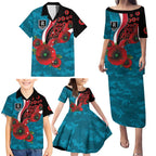 Port Power ANZAC Personalised Family Matching Puletasi and Hawaiian Shirt Lest We Forget Poppy Camo
