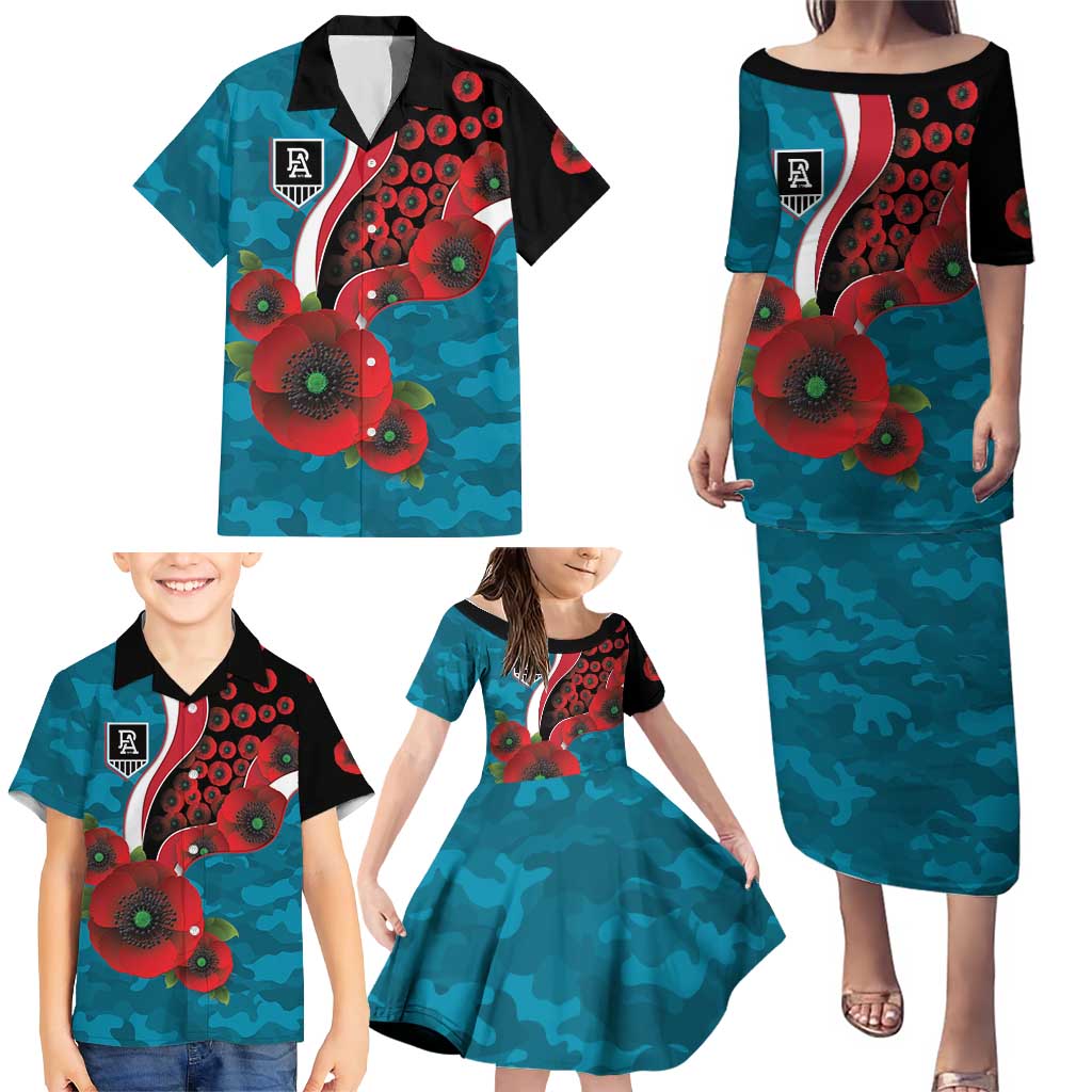 Port Power ANZAC Personalised Family Matching Puletasi and Hawaiian Shirt Lest We Forget Poppy Camo