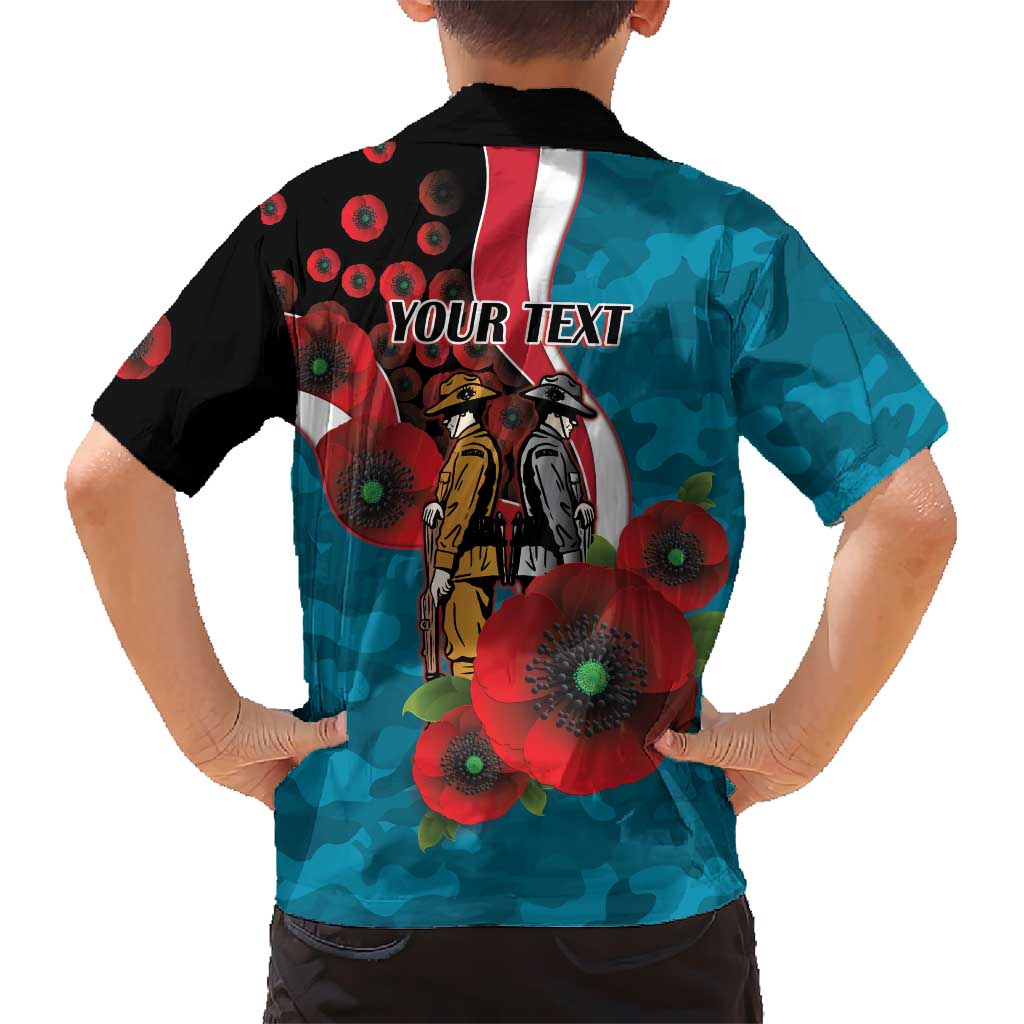Port Power ANZAC Personalised Family Matching Puletasi and Hawaiian Shirt Lest We Forget Poppy Camo