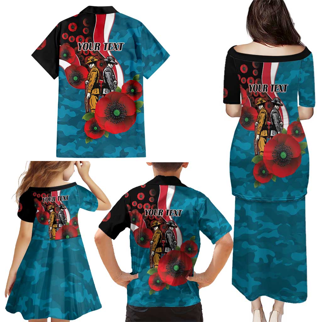 Port Power ANZAC Personalised Family Matching Puletasi and Hawaiian Shirt Lest We Forget Poppy Camo