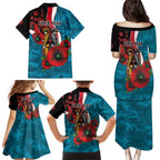 Port Power ANZAC Personalised Family Matching Puletasi and Hawaiian Shirt Lest We Forget Poppy Camo