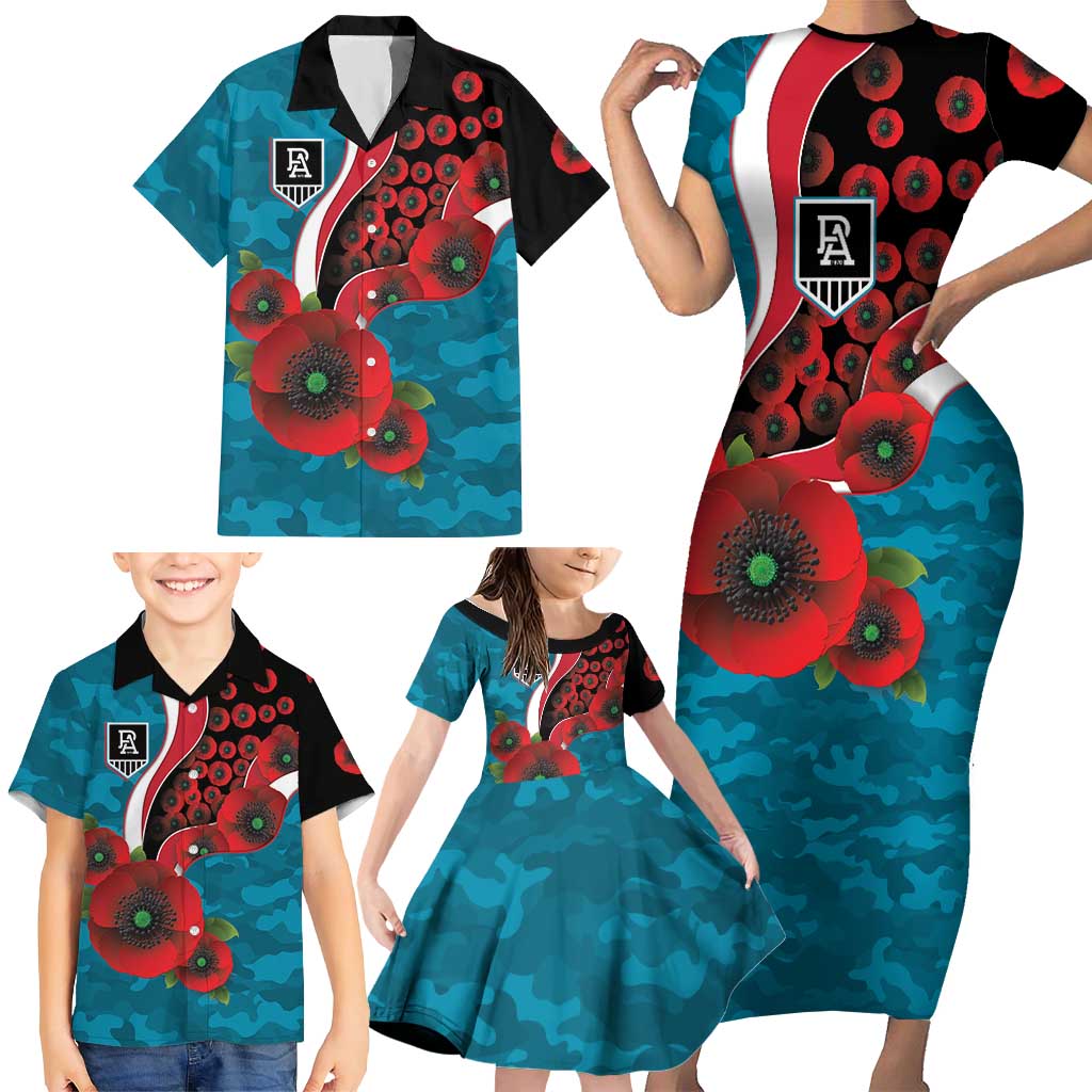 Port Power ANZAC Personalised Family Matching Short Sleeve Bodycon Dress and Hawaiian Shirt Lest We Forget Poppy Camo