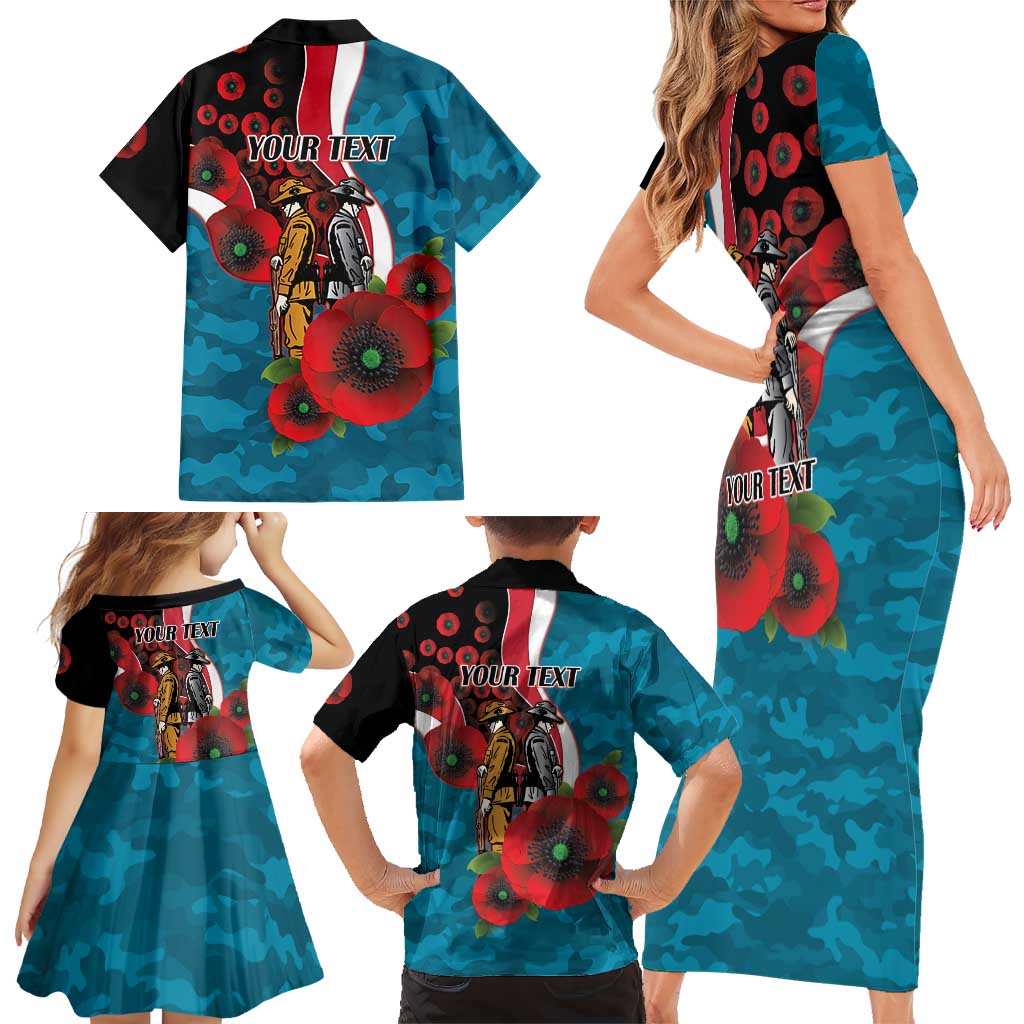 Port Power ANZAC Personalised Family Matching Short Sleeve Bodycon Dress and Hawaiian Shirt Lest We Forget Poppy Camo