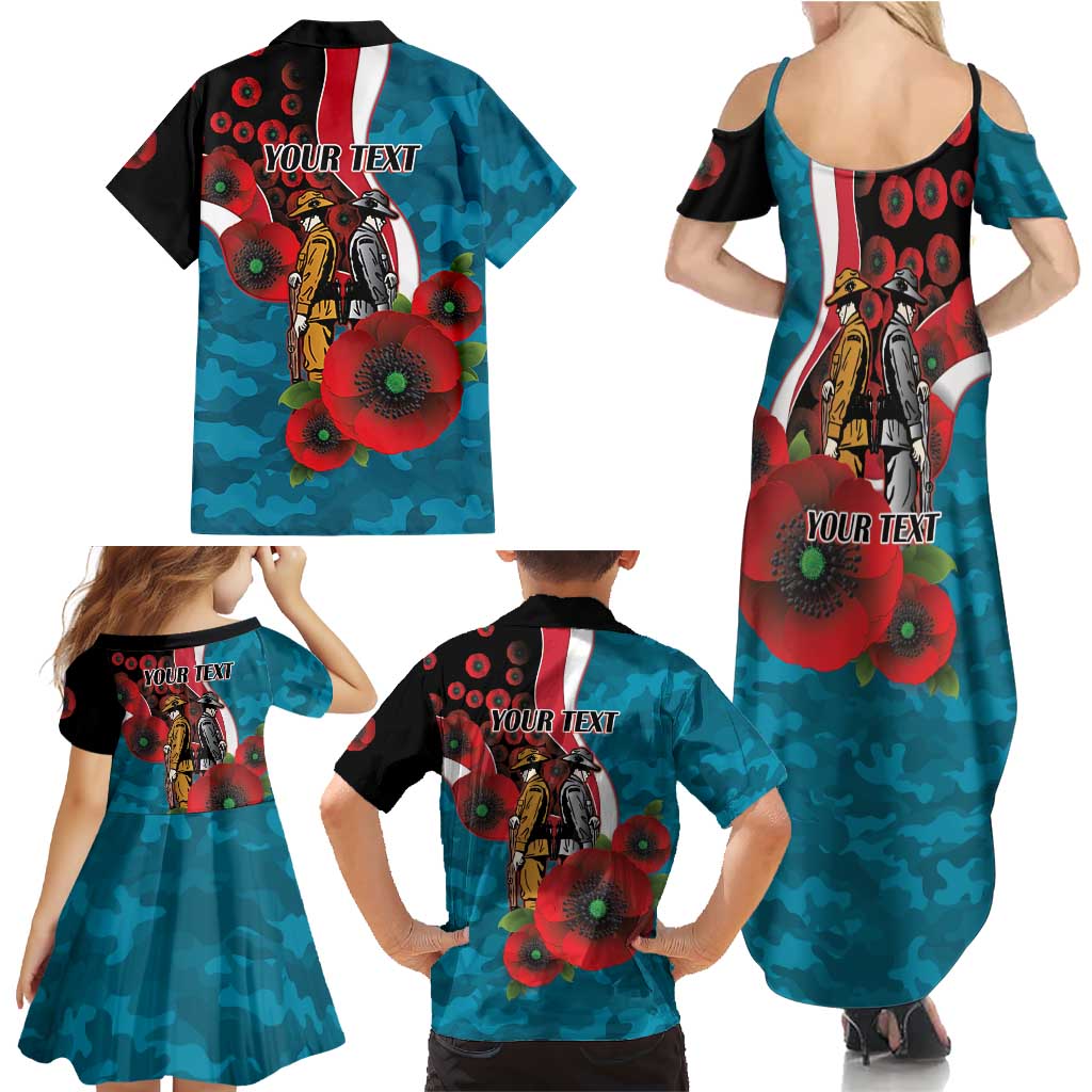 Port Power ANZAC Personalised Family Matching Summer Maxi Dress and Hawaiian Shirt Lest We Forget Poppy Camo