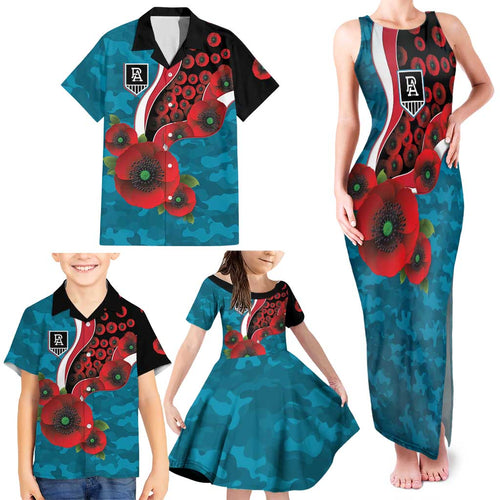 Port Power ANZAC Personalised Family Matching Tank Maxi Dress and Hawaiian Shirt Lest We Forget Poppy Camo