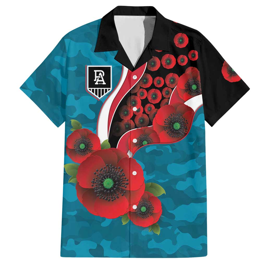 Port Power ANZAC Personalised Hawaiian Shirt Lest We Forget Poppy Camo