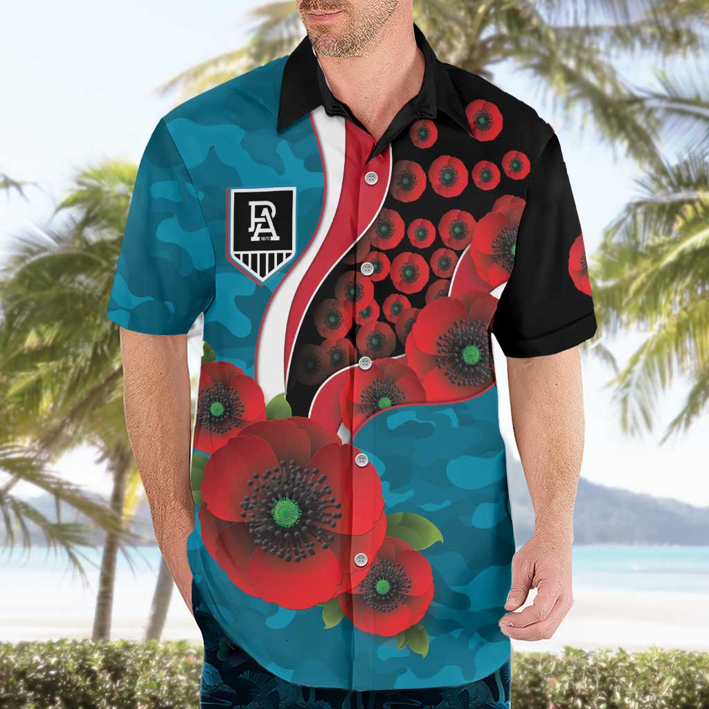 Port Power ANZAC Personalised Hawaiian Shirt Lest We Forget Poppy Camo