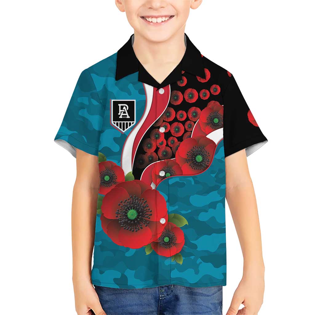 Port Power ANZAC Personalised Hawaiian Shirt Lest We Forget Poppy Camo