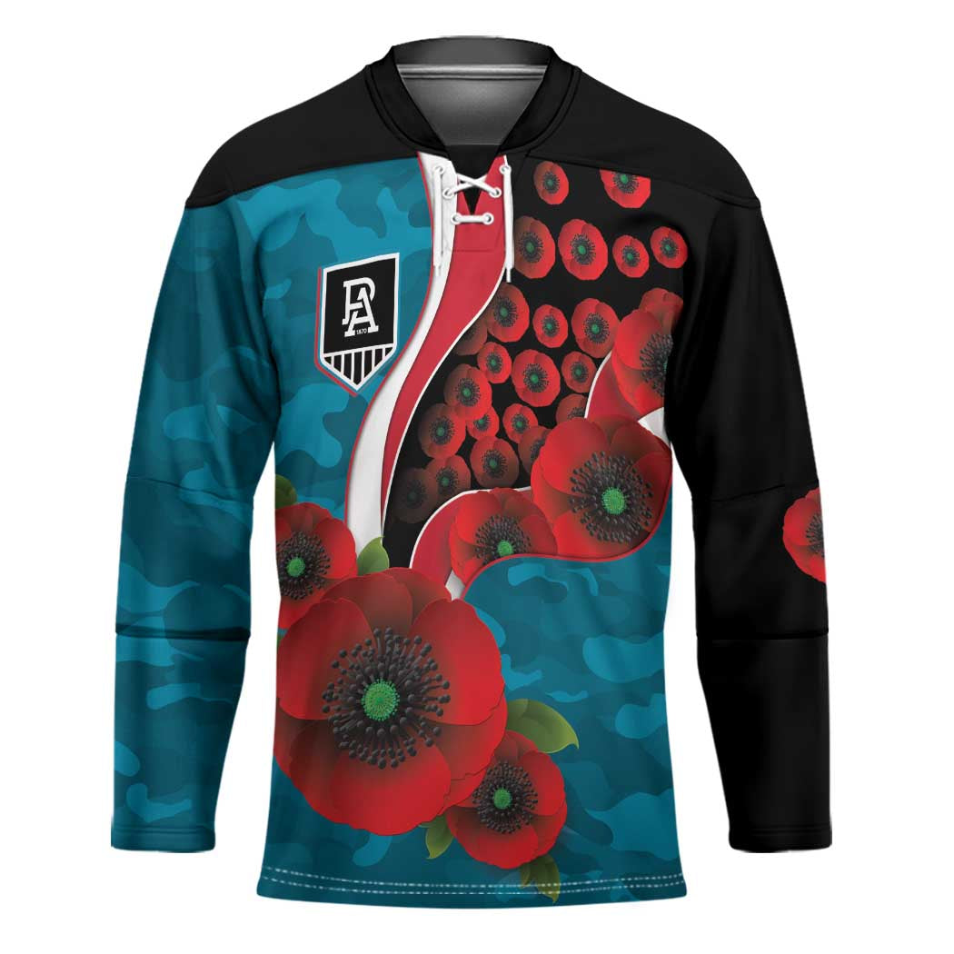 Port Power ANZAC Personalised Hockey Jersey Lest We Forget Poppy Camo