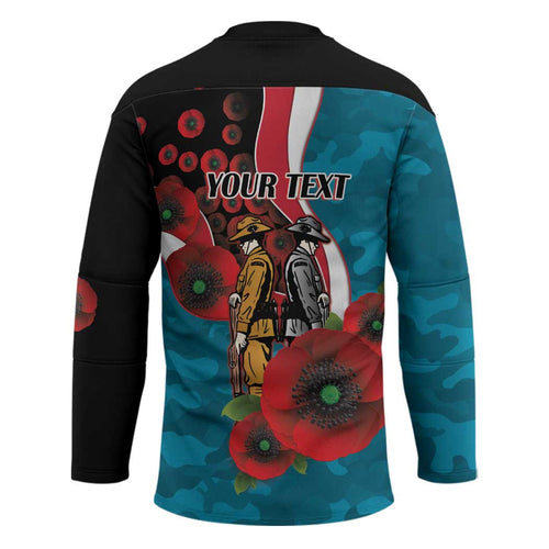 Port Power ANZAC Personalised Hockey Jersey Lest We Forget Poppy Camo