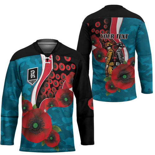 Port Power ANZAC Personalised Hockey Jersey Lest We Forget Poppy Camo