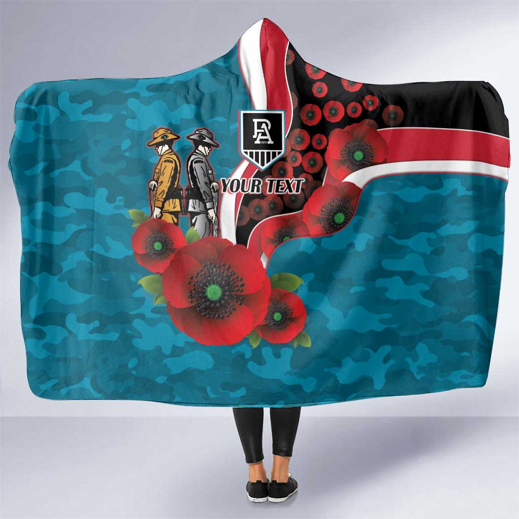 Port Power ANZAC Personalised Hooded Blanket Lest We Forget Poppy Camo