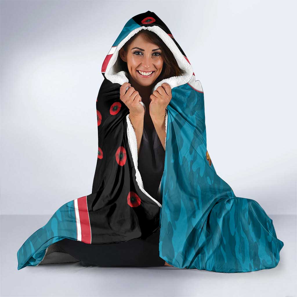 Port Power ANZAC Personalised Hooded Blanket Lest We Forget Poppy Camo