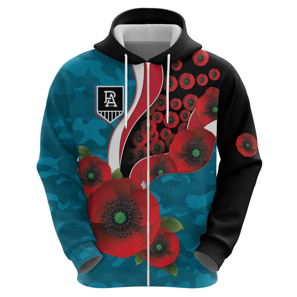 Port Power ANZAC Personalised Hoodie Lest We Forget Poppy Camo