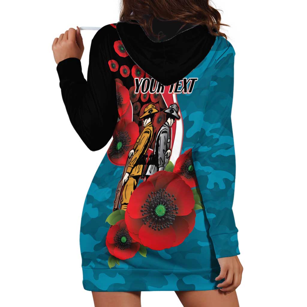 Port Power ANZAC Personalised Hoodie Dress Lest We Forget Poppy Camo