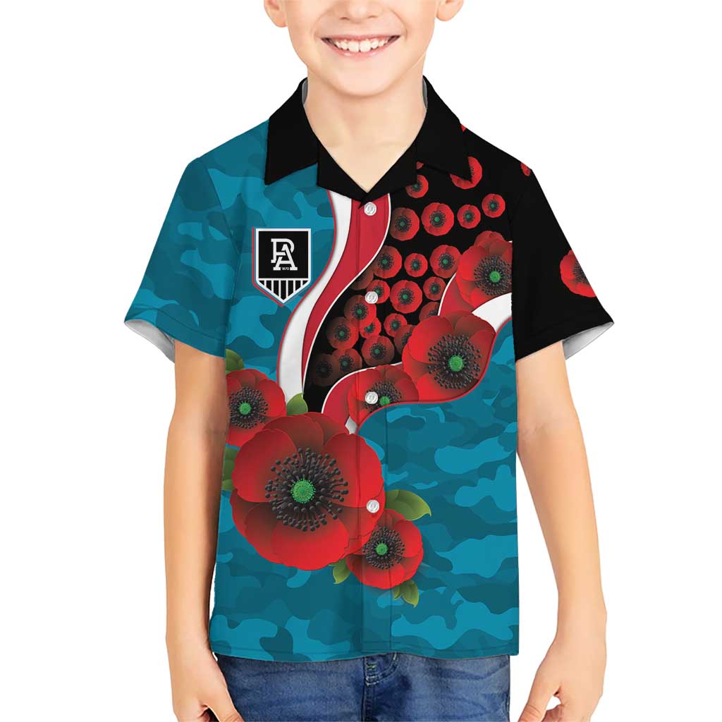 Port Power ANZAC Personalised Kid Hawaiian Shirt Lest We Forget Poppy Camo