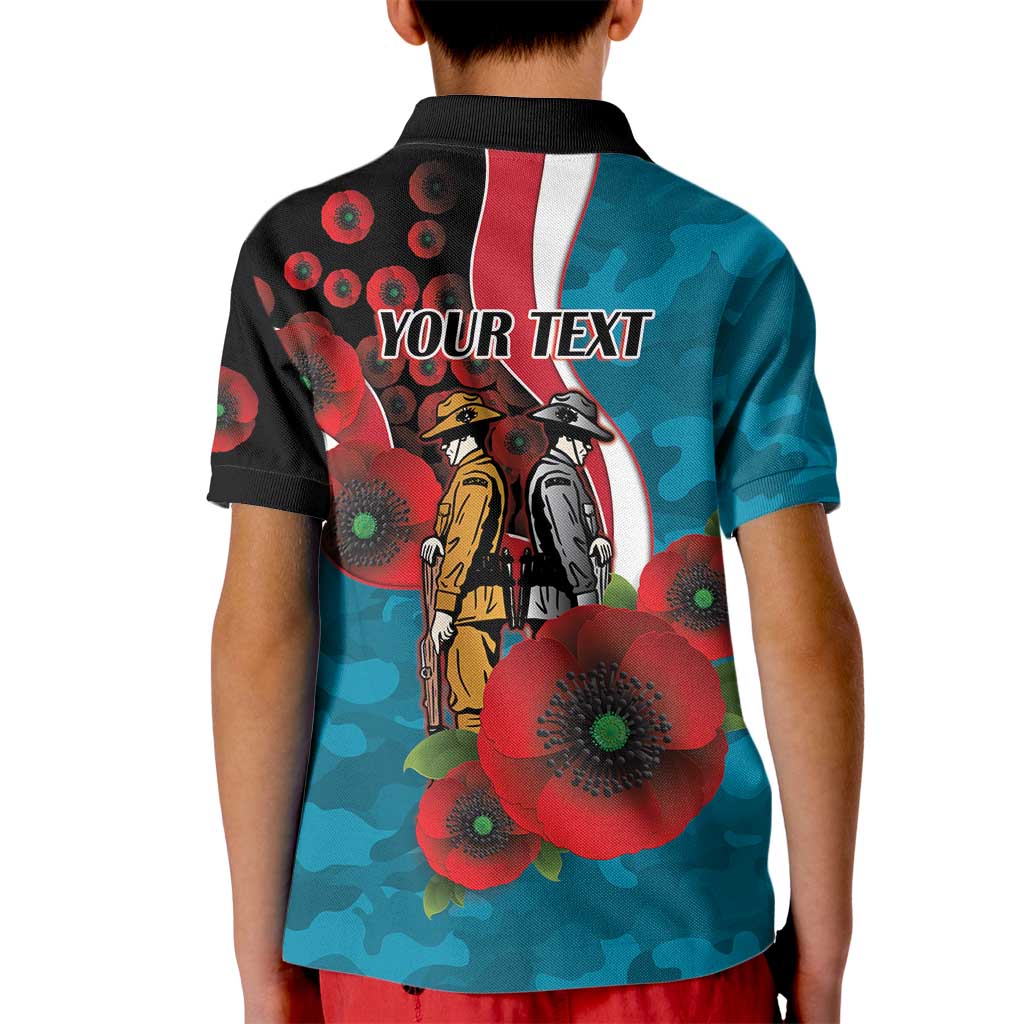 Port Power ANZAC Personalised Kid Polo Shirt Lest We Forget Poppy Camo