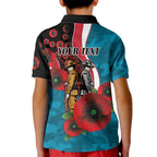 Port Power ANZAC Personalised Kid Polo Shirt Lest We Forget Poppy Camo