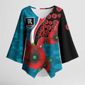 Port Power ANZAC Personalised Kimono Sleeve Blouse Lest We Forget Poppy Camo