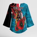 Port Power ANZAC Personalised Kimono Sleeve Blouse Lest We Forget Poppy Camo