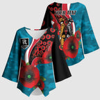 Port Power ANZAC Personalised Kimono Sleeve Blouse Lest We Forget Poppy Camo