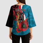 Port Power ANZAC Personalised Kimono Sleeve Blouse Lest We Forget Poppy Camo