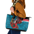 Port Power ANZAC Personalised Leather Tote Bag Lest We Forget Poppy Camo