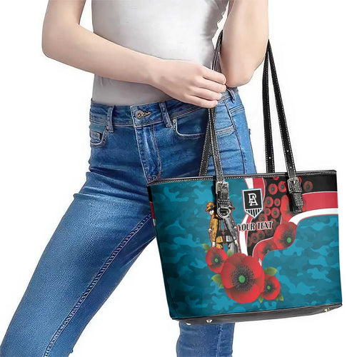 Port Power ANZAC Personalised Leather Tote Bag Lest We Forget Poppy Camo