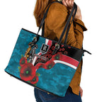Port Power ANZAC Personalised Leather Tote Bag Lest We Forget Poppy Camo