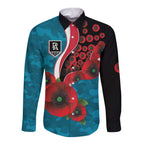 Port Power ANZAC Personalised Long Sleeve Button Shirt Lest We Forget Poppy Camo