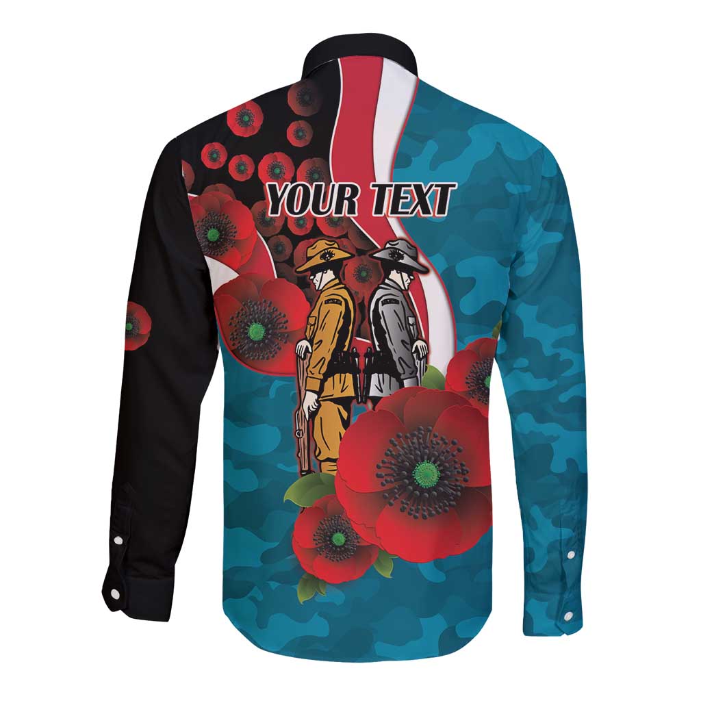 Port Power ANZAC Personalised Long Sleeve Button Shirt Lest We Forget Poppy Camo