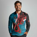 Port Power ANZAC Personalised Long Sleeve Polo Shirt Lest We Forget Poppy Camo