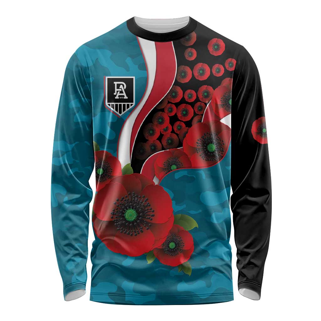 Port Power ANZAC Personalised Long Sleeve Shirt Lest We Forget Poppy Camo