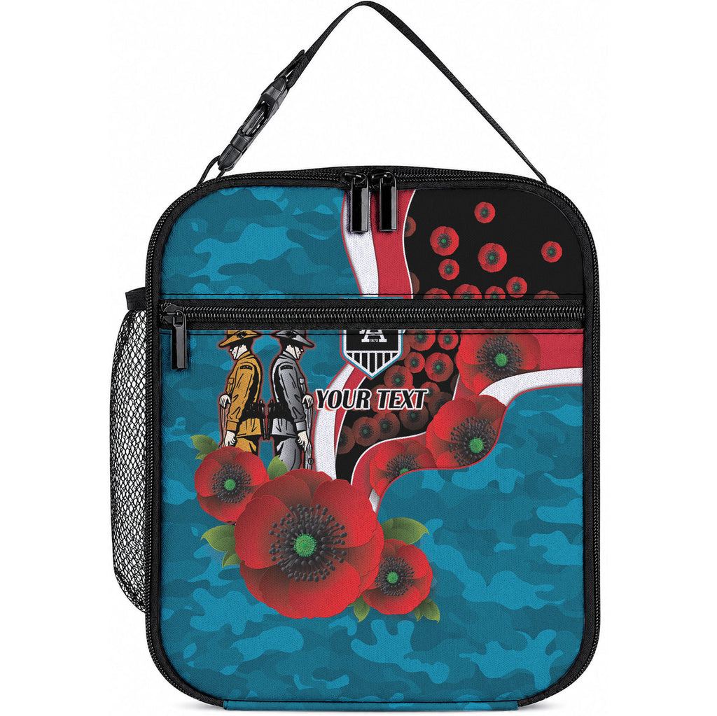 Port Power ANZAC Personalised Lunch Bag Lest We Forget Poppy Camo