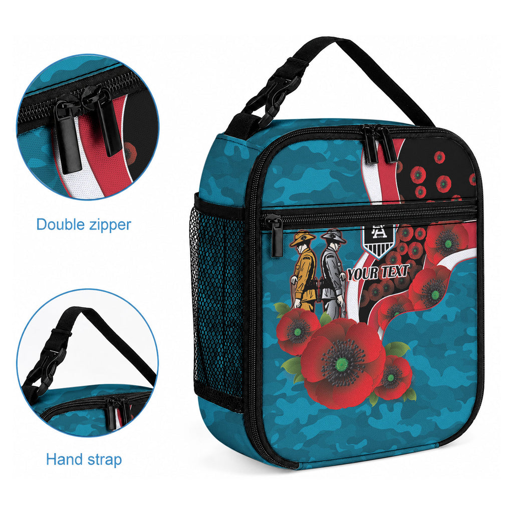 Port Power ANZAC Personalised Lunch Bag Lest We Forget Poppy Camo