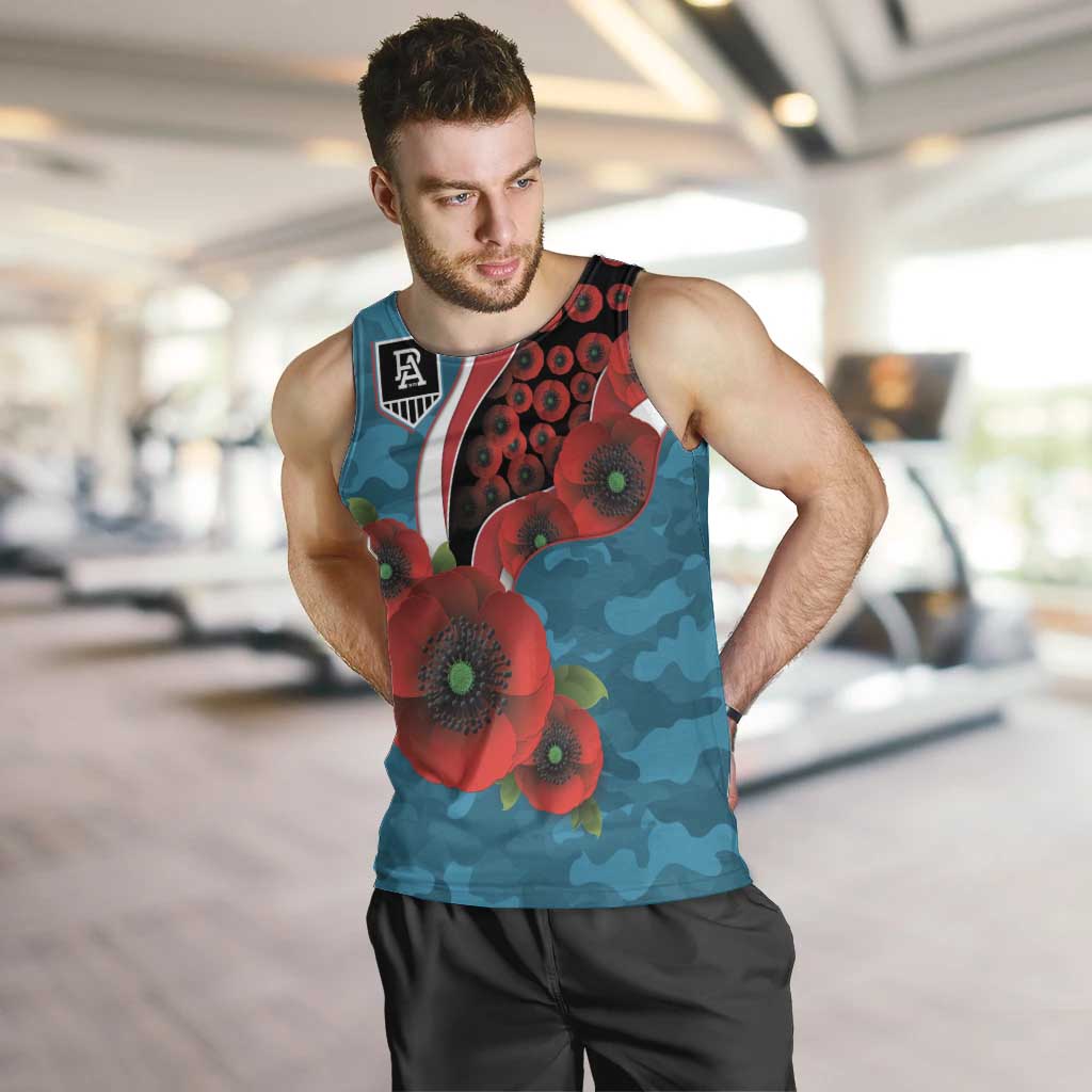 Port Power ANZAC Personalised Men Tank Top Lest We Forget Poppy Camo