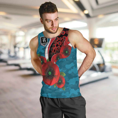 Port Power ANZAC Personalised Men Tank Top Lest We Forget Poppy Camo
