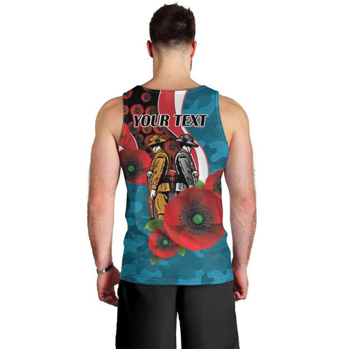 Port Power ANZAC Personalised Men Tank Top Lest We Forget Poppy Camo