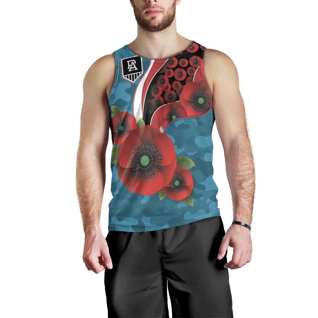 Port Power ANZAC Personalised Men Tank Top Lest We Forget Poppy Camo
