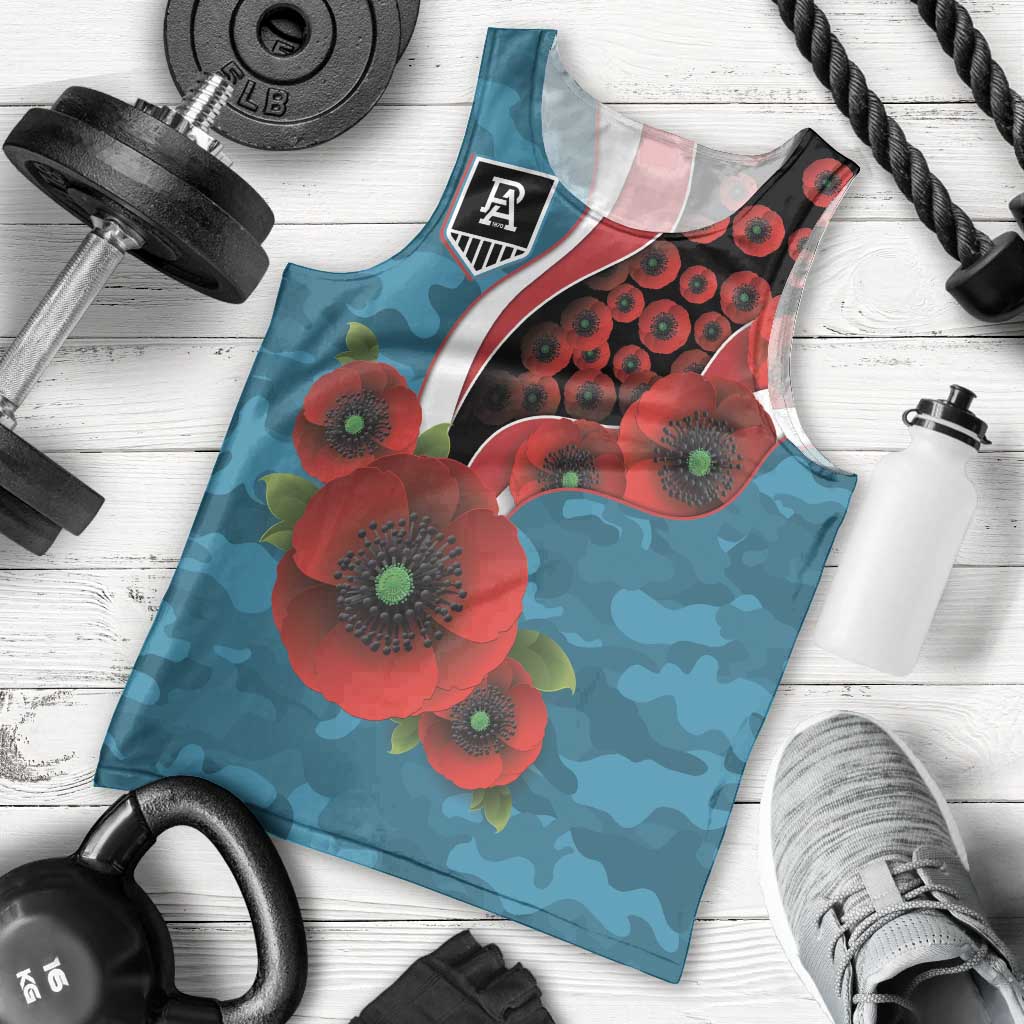Port Power ANZAC Personalised Men Tank Top Lest We Forget Poppy Camo