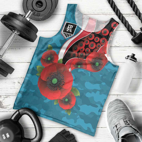 Port Power ANZAC Personalised Men Tank Top Lest We Forget Poppy Camo