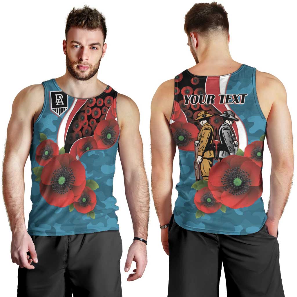 Port Power ANZAC Personalised Men Tank Top Lest We Forget Poppy Camo