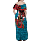 Port Power ANZAC Personalised Off Shoulder Maxi Dress Lest We Forget Poppy Camo