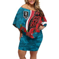 Port Power ANZAC Personalised Off Shoulder Short Dress Lest We Forget Poppy Camo