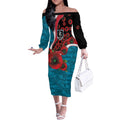 Port Power ANZAC Personalised Off The Shoulder Long Sleeve Dress Lest We Forget Poppy Camo