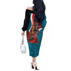 Port Power ANZAC Personalised Off The Shoulder Long Sleeve Dress Lest We Forget Poppy Camo