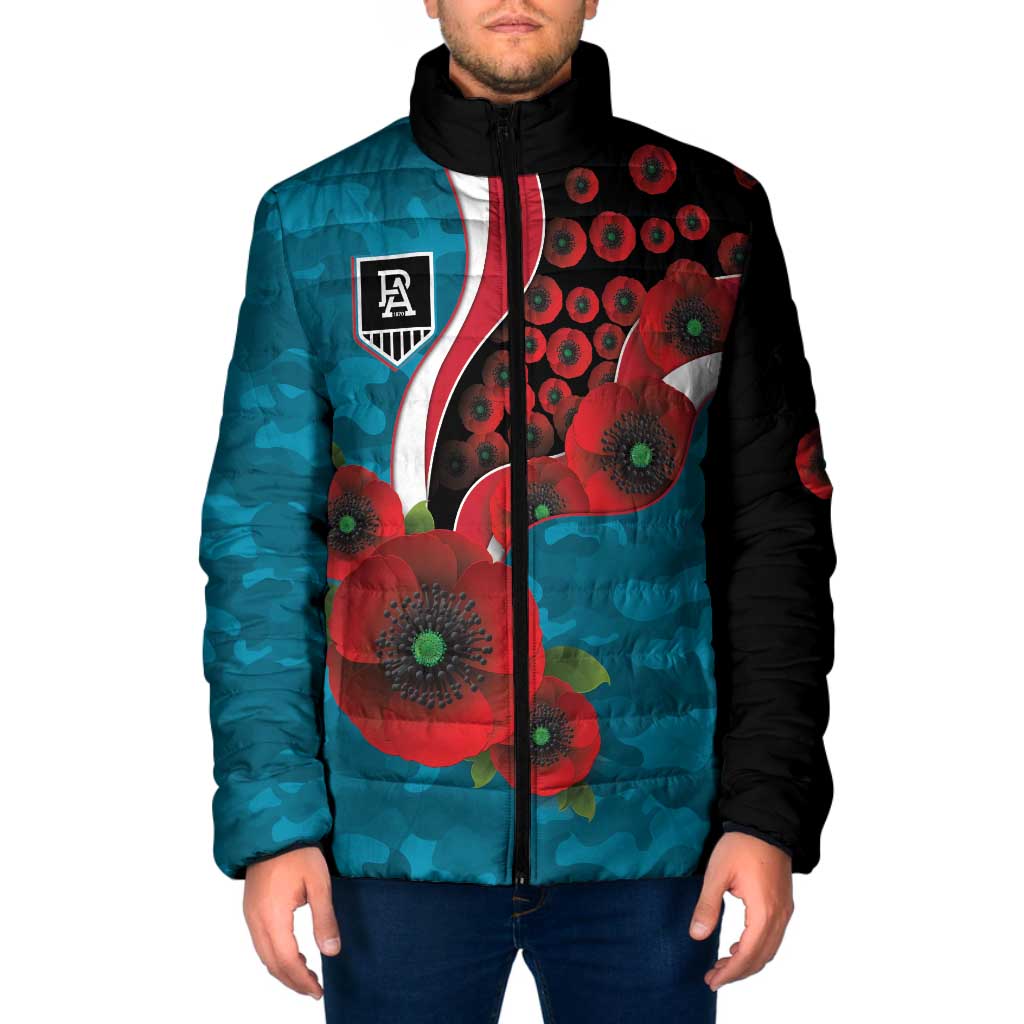 Port Power ANZAC Personalised Padded Jacket Lest We Forget Poppy Camo