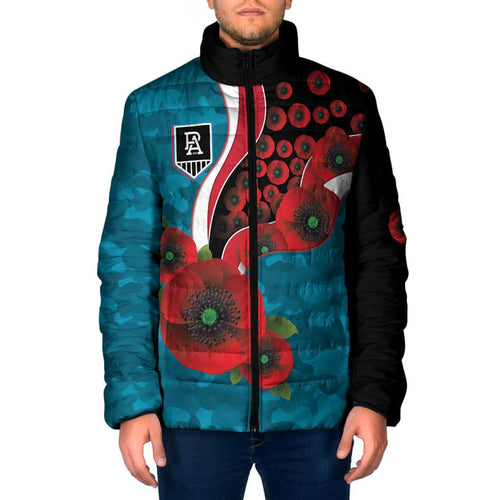 Port Power ANZAC Personalised Padded Jacket Lest We Forget Poppy Camo