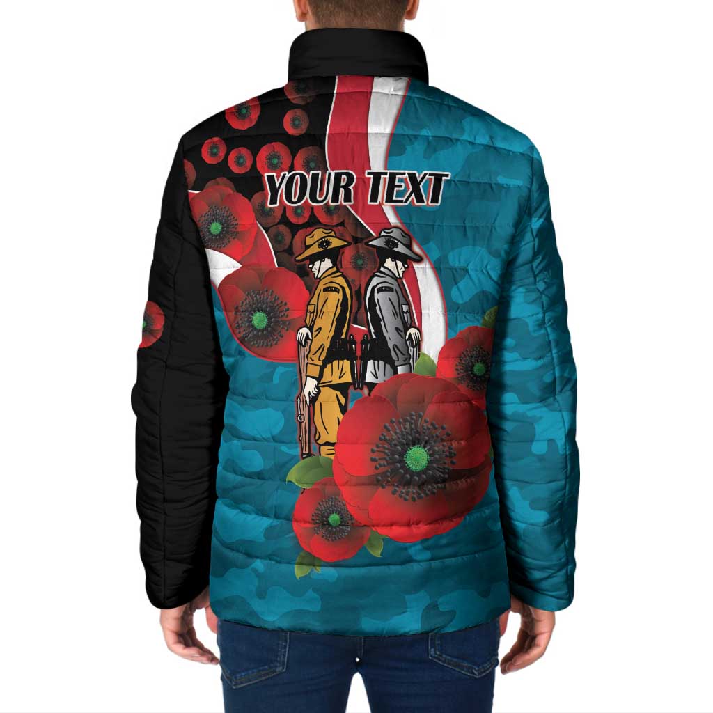 Port Power ANZAC Personalised Padded Jacket Lest We Forget Poppy Camo